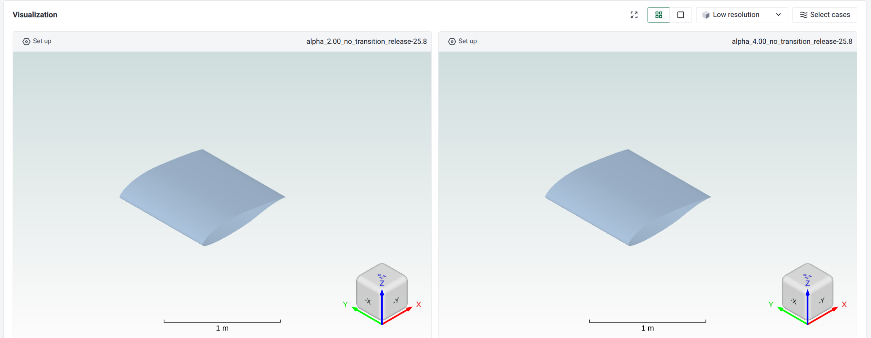 Two cases rendered side by side in the 2x2 grid layout